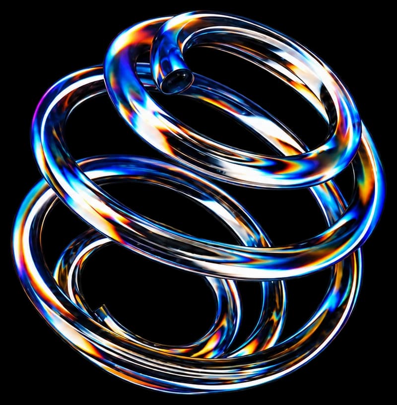 Iridescent glass rings